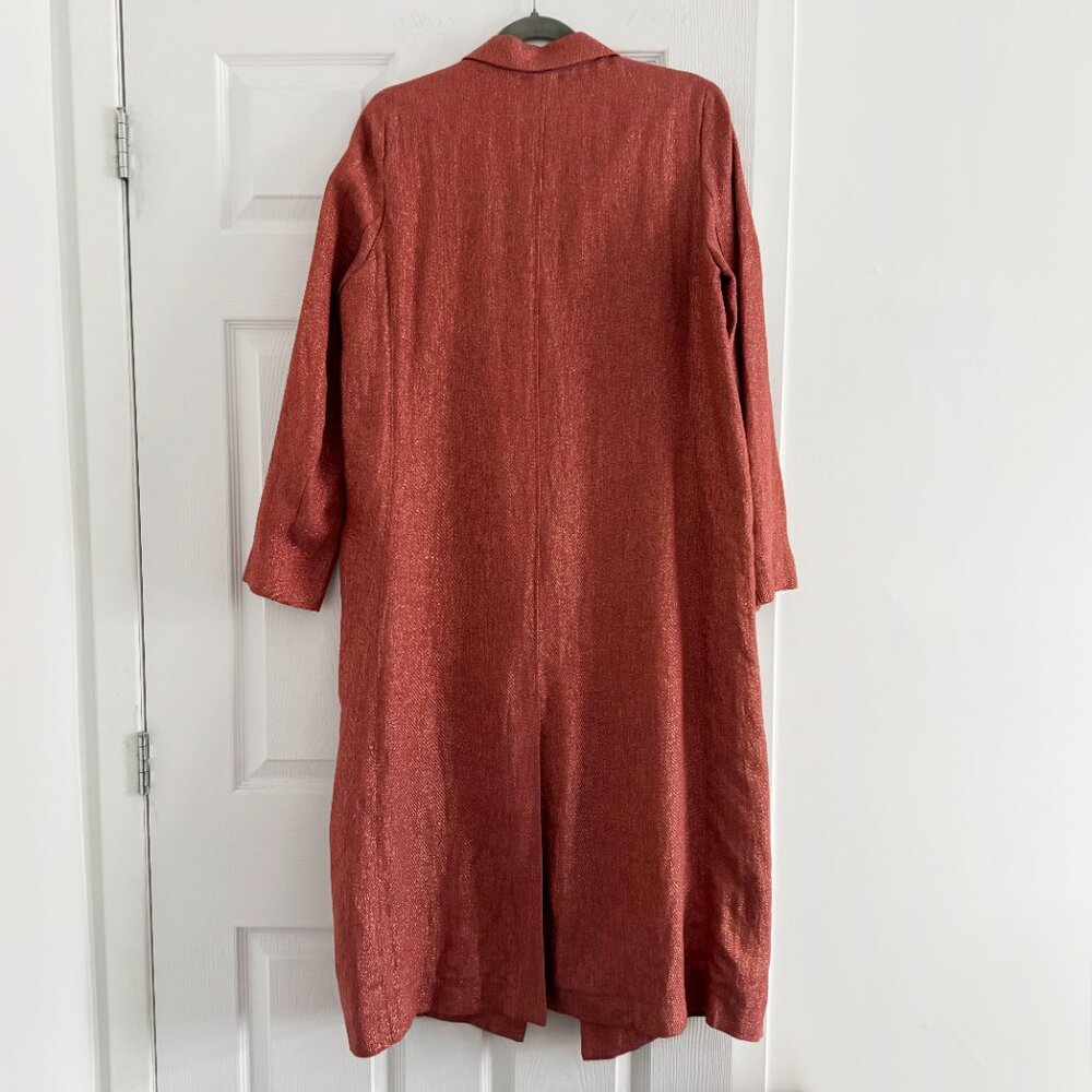 Forte.Forte Metallic Linen Duster Jacket in Metallic Rust Red, size “1”, aka siz - Picture 7 of 7